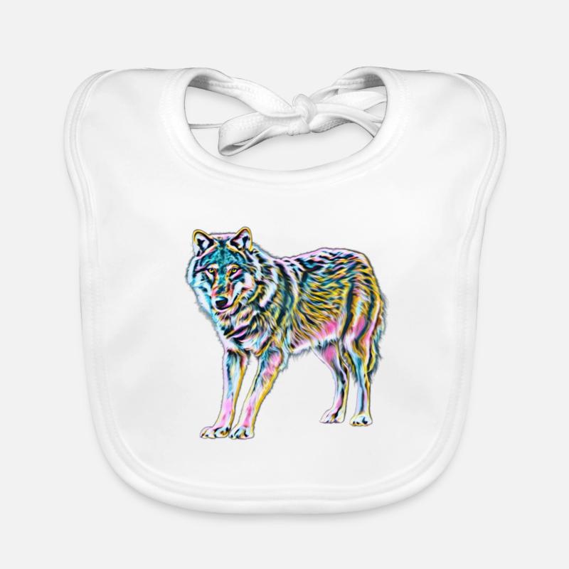 Loup - Bavoir bio Bébé - blanc