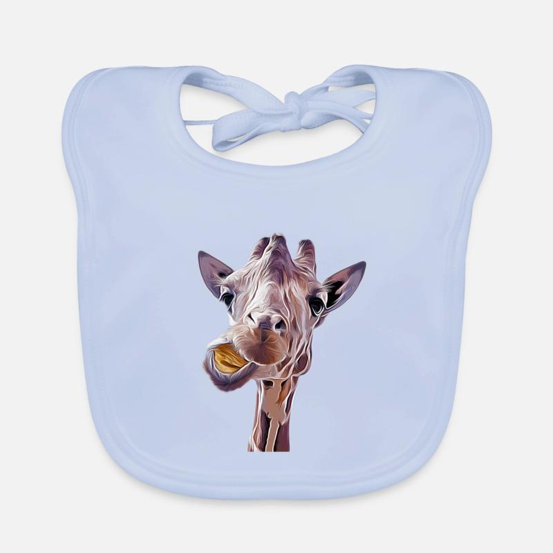 Funny giraffe in the zoo Organic Baby Bibs