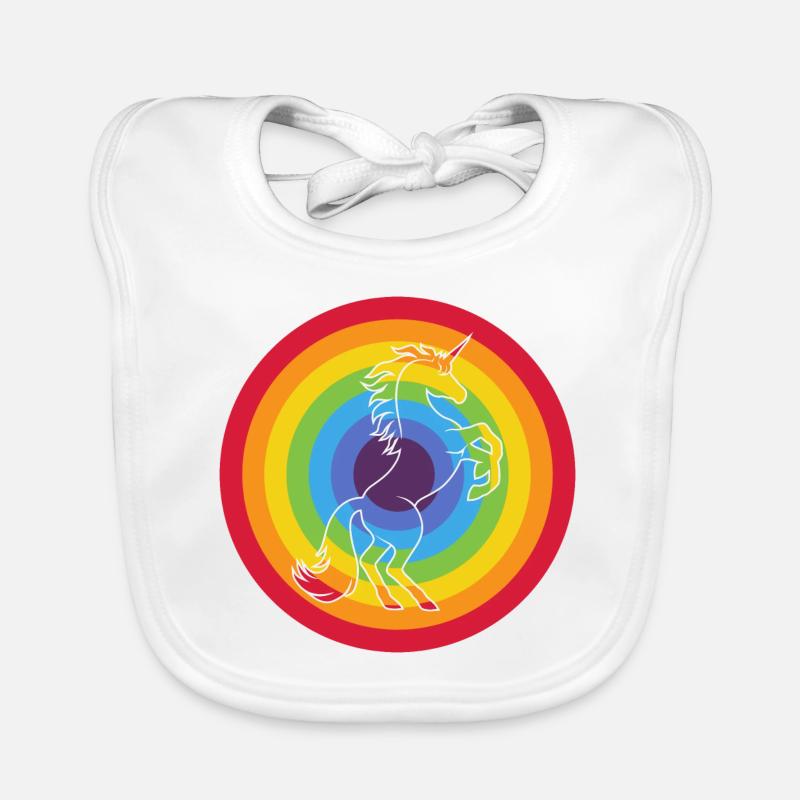 Regenbogen Kreis mit Einhorn Baby Bio-Lätzchen