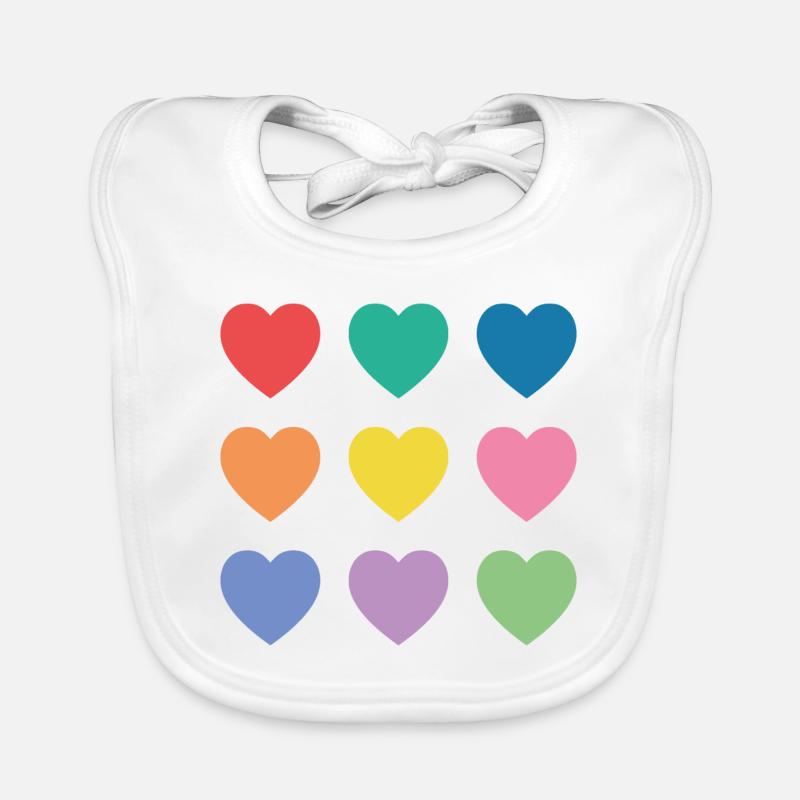 Cœurs multicolores Bavoir bio Bébé
