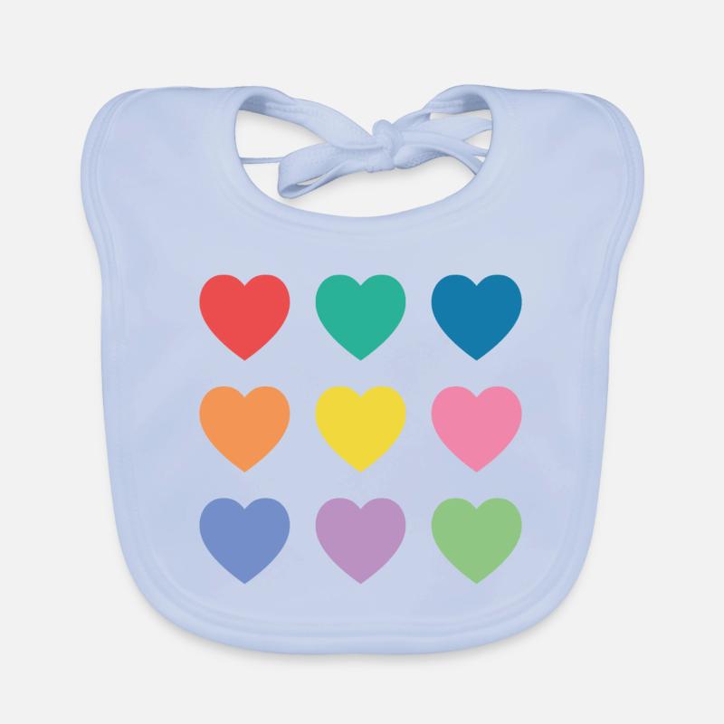 Multicolour hearts Organic Baby Bibs
