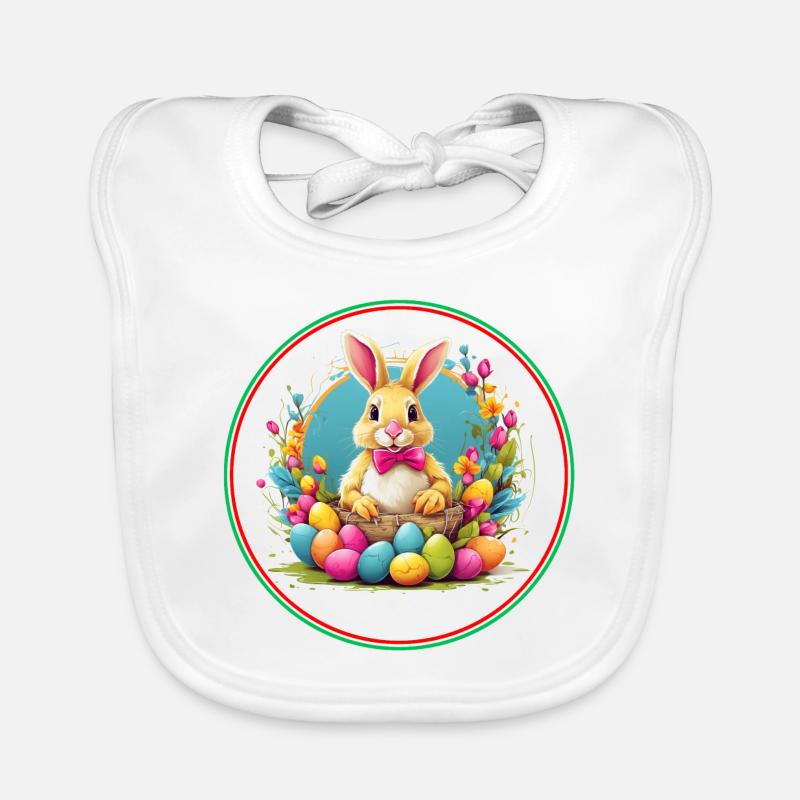 Cute Easter bunny in Easter basket Organic Baby Bibs