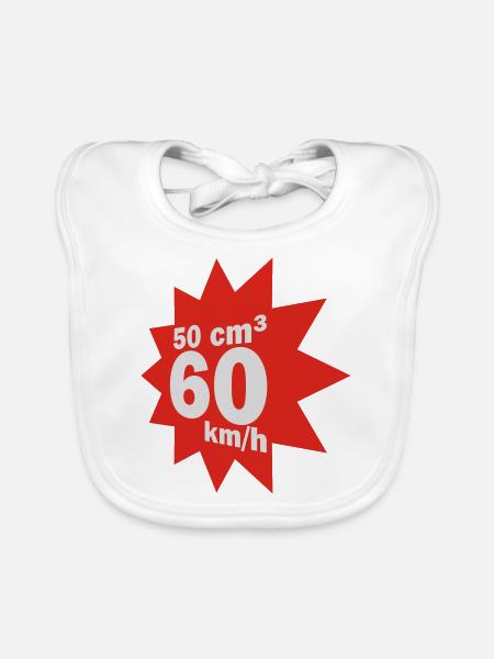 50 cc, 60 km / h - Organic Baby Bibs - white - Front