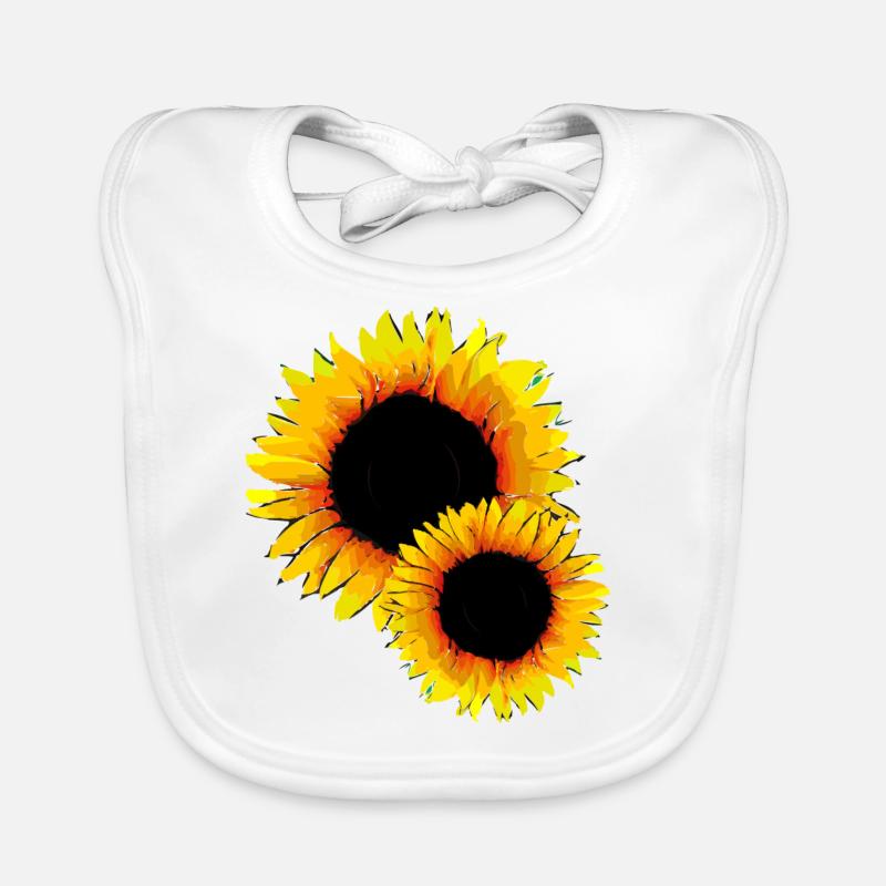 Tournesols - Bavoir bio Bébé - blanc