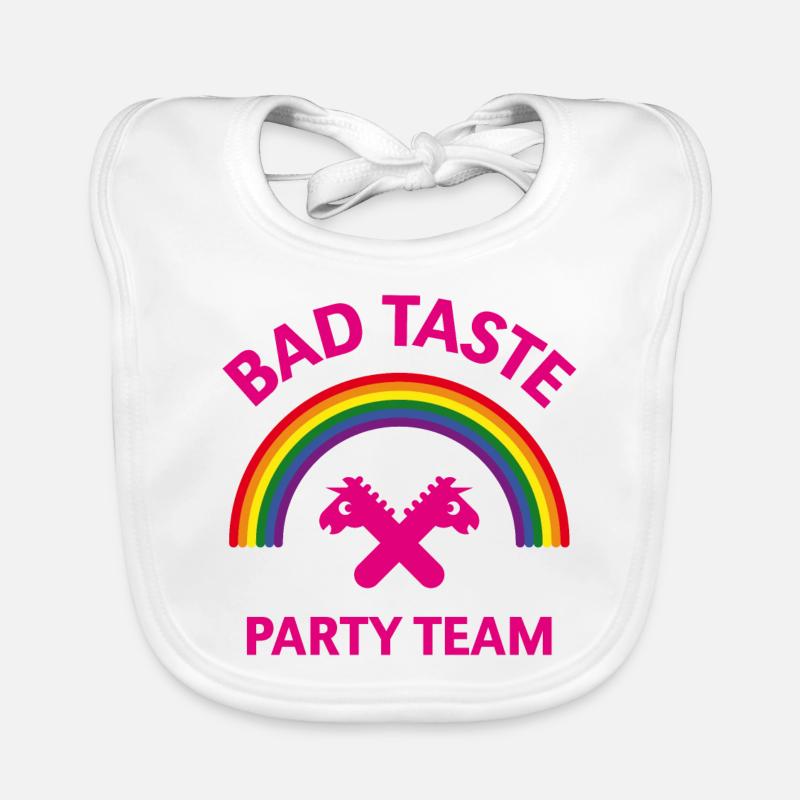 Bad Taste Party Team (Einhorn / Regenbogen) Baby Bio-Lätzchen