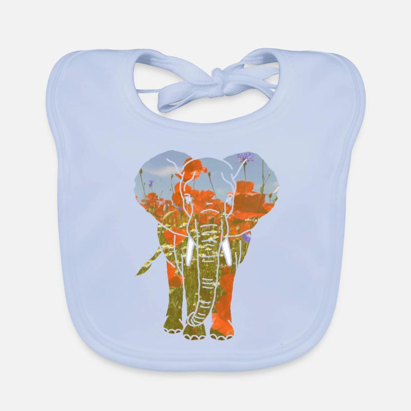 Éléphant, coquelicots Bavoir bio Bébé