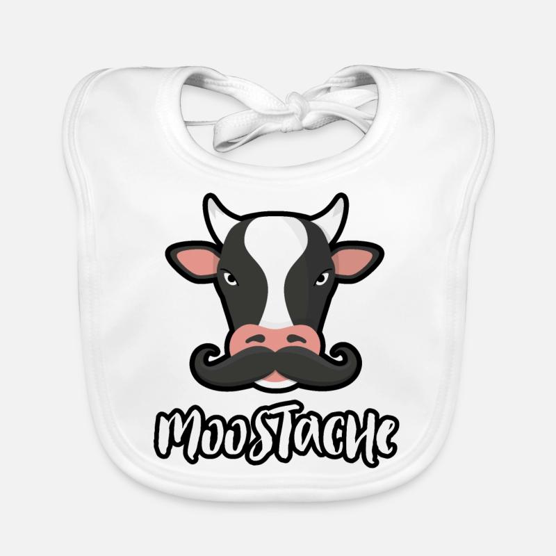 Moostache Cow - Cow with moustache Organic Baby Bibs