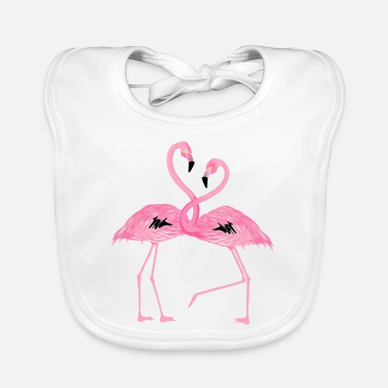 flamant rose design - Bavoir bio Bébé - blanc