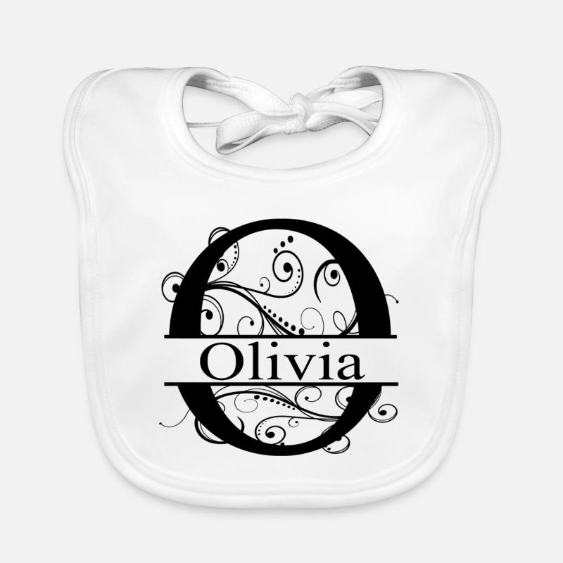 Monogram with the first name Olivia Organic Baby Bibs