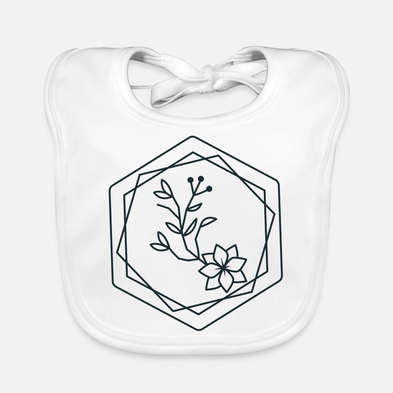 hexagons with floral accent Organic Baby Bibs