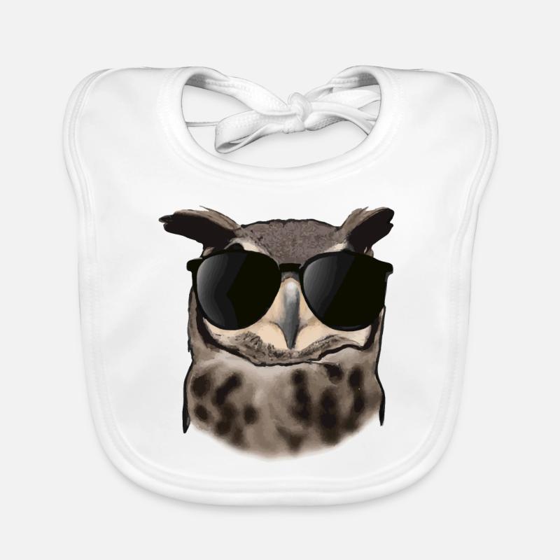 Eule mit Sonnenbrille Geschenkidee Baby Bio-Lätzchen