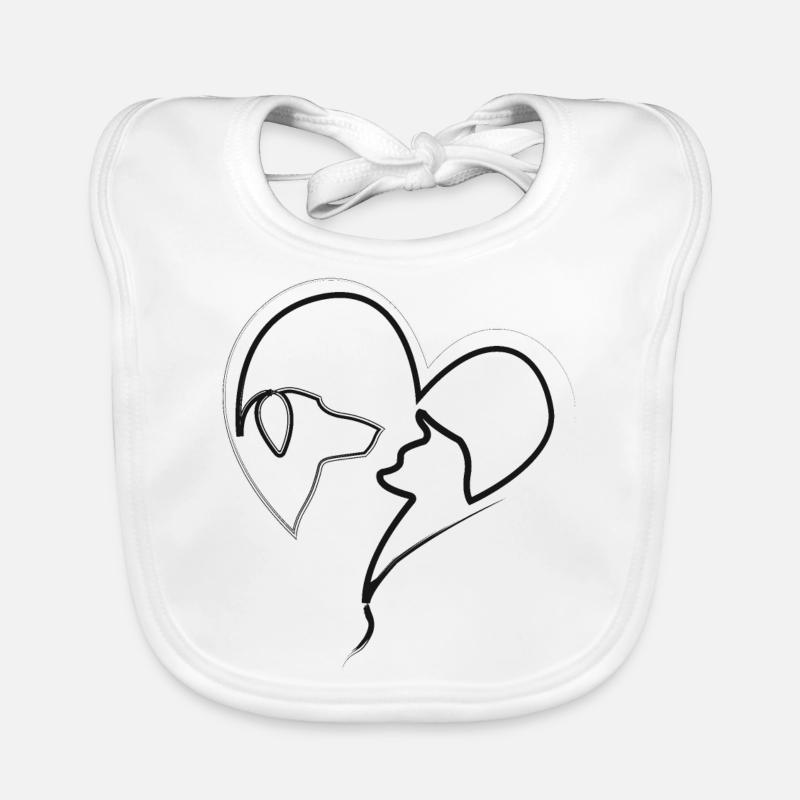 Cat Dog in Heart Shape Organic Baby Bibs