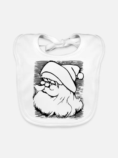 Chapeau de Noël Père Noël Noël 2 - Bavoir bio Bébé - blanc - Devant