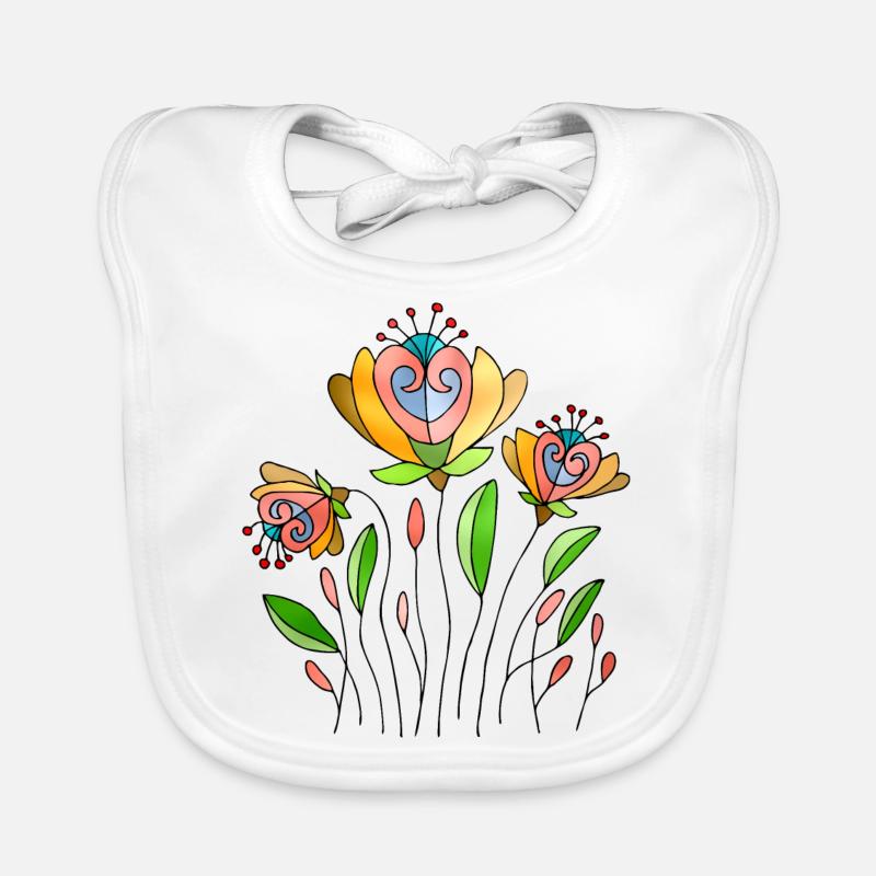 Blumen - Baby Bio-Lätzchen - Weiß