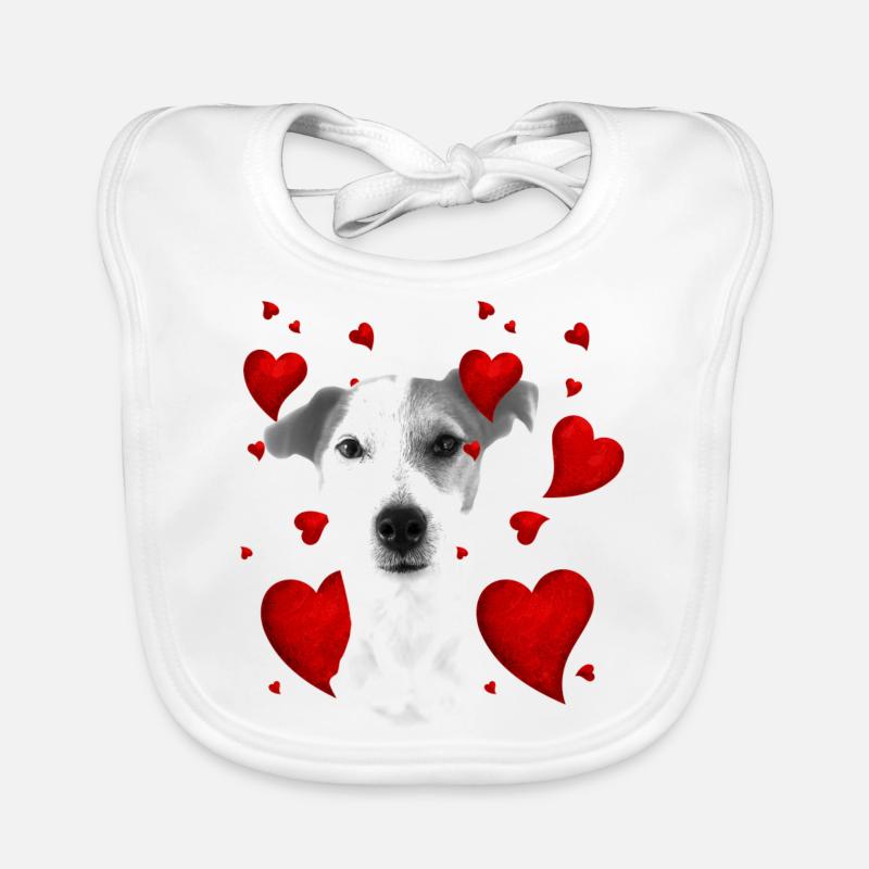 Jack Russell with hearts Organic Baby Bibs