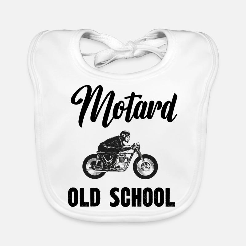motard old school - Bavoir bio Bébé - blanc