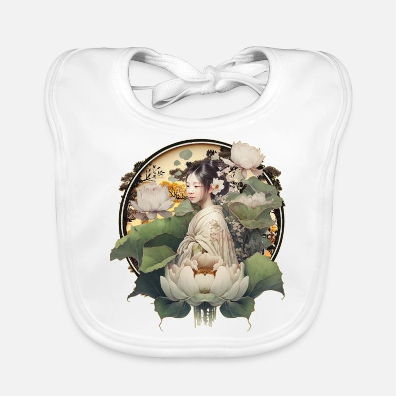 Grâce délicate: lotus assis de Chine Bavoir bio Bébé