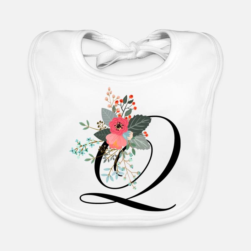 Lettre q fleuris Bavoir bio Bébé