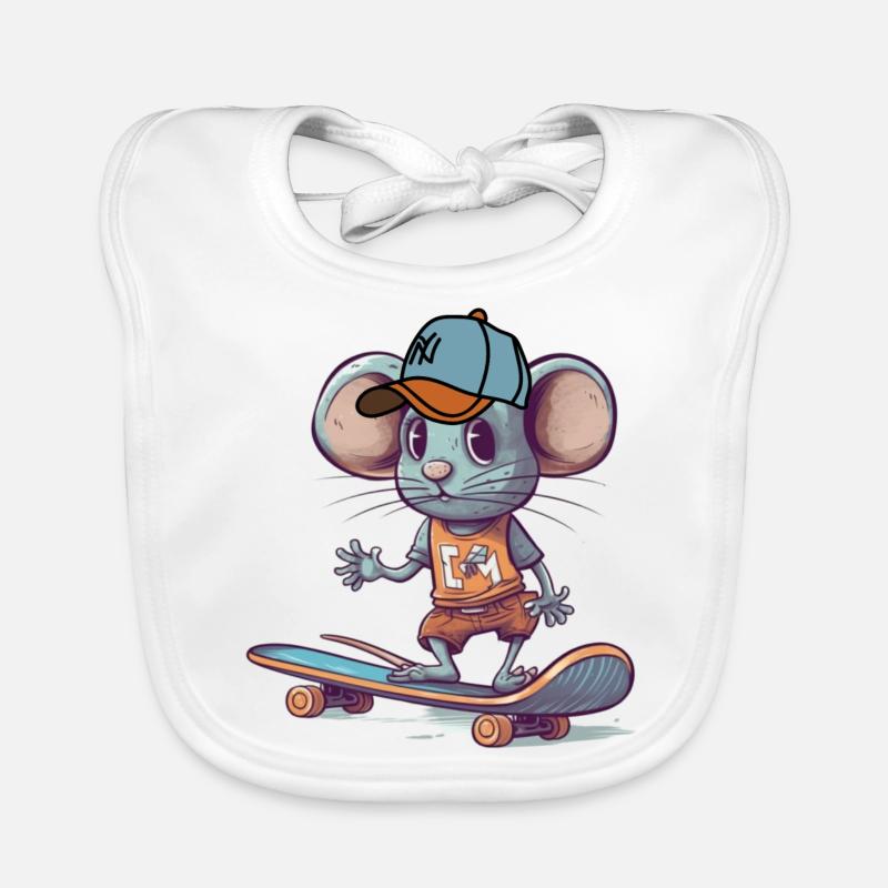 Skateboard Mouse Skateboarder Rodent Cool sk8 Organic Baby Bibs