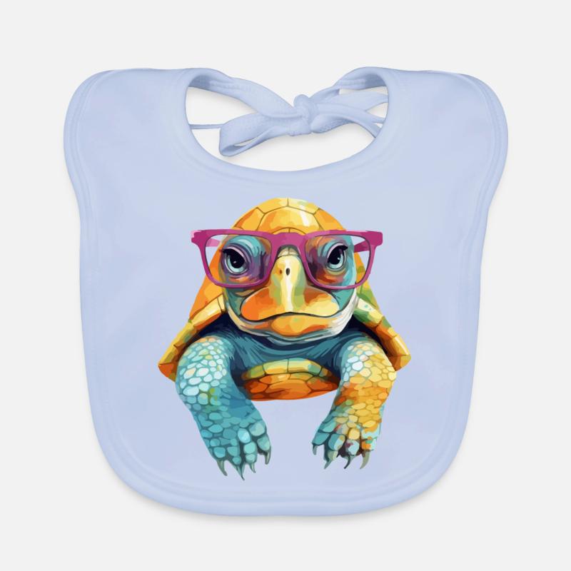 Mino the spectacled turtle Organic Baby Bibs