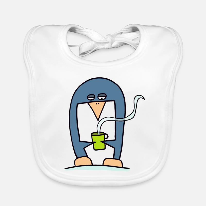 Penguin drinking coffee Organic Baby Bibs