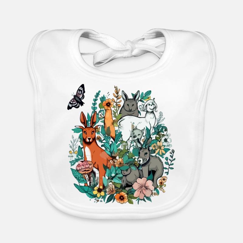 Les animaux dans les fleurs n°3 Bavoir bio Bébé