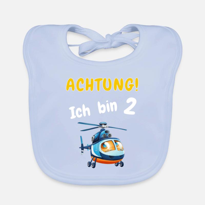 Achtung! Ich bin 2 Hubschrauber Geburtstagsshirt Baby Bio-Lätzchen