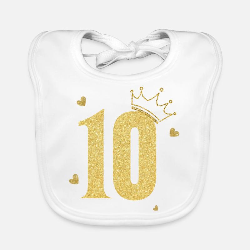 10e anniversaire couronne doré Bavoir bio Bébé