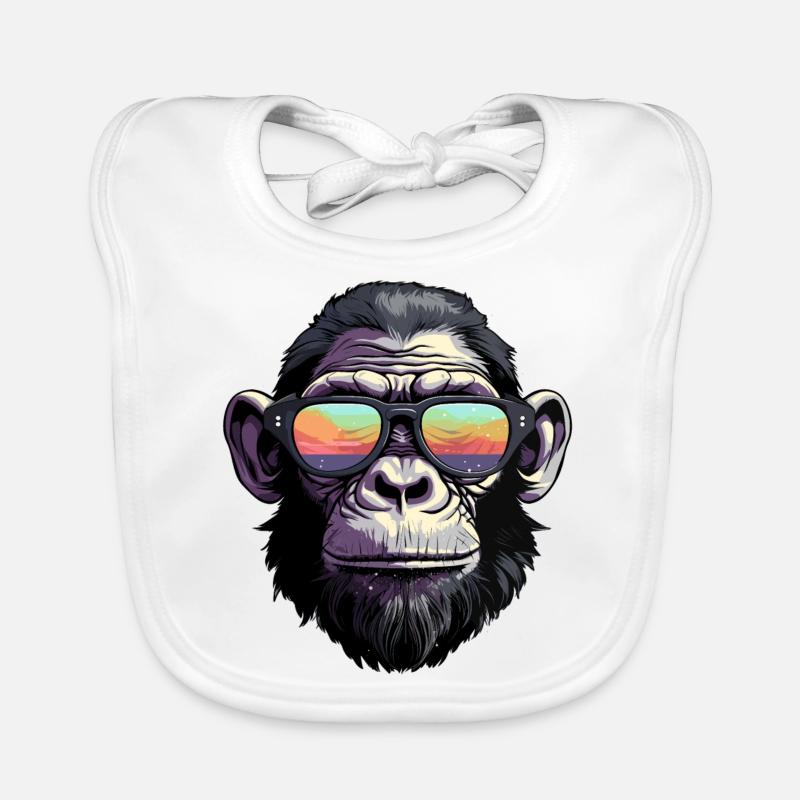 Chimpanzé avec lunettes de soleil - Bavoir bio Bébé - blanc