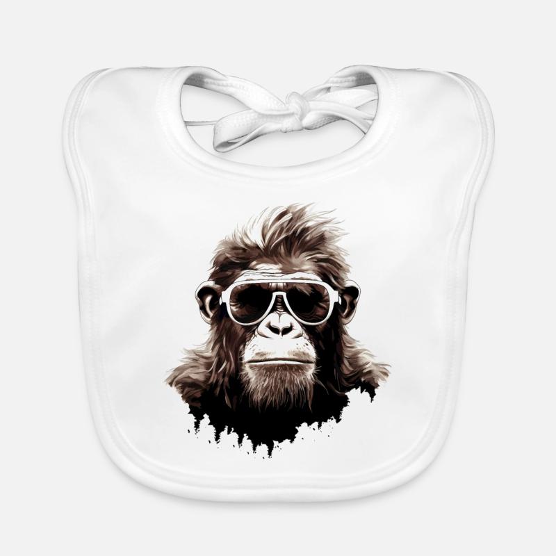 Monkey Sunglasses Cool Chimpanzee Gorilla Art Organic Baby Bibs