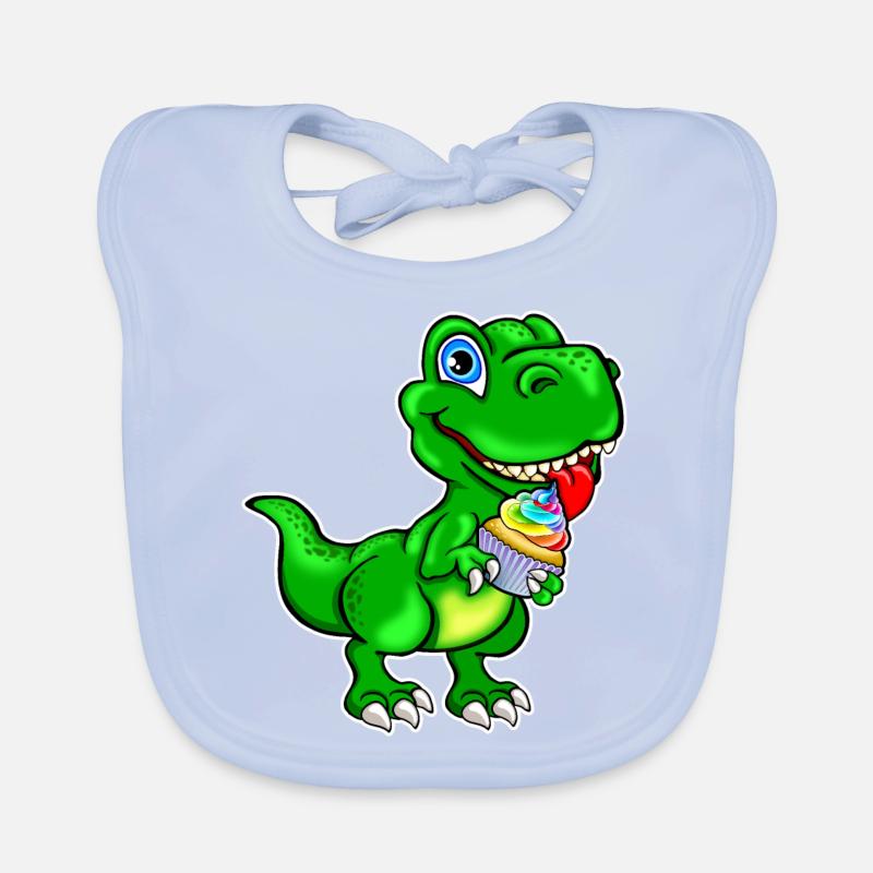 Dino mit Cupcake Muffin bunt Baby Bio-Lätzchen