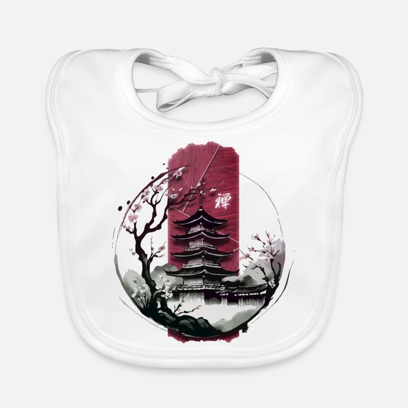 Tranquil Harmony: Japanese Temple with Zen Organic Baby Bibs