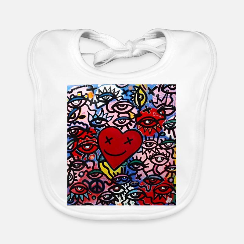 Graffiti Corazon y ojos - Bavoir bio Bébé - blanc