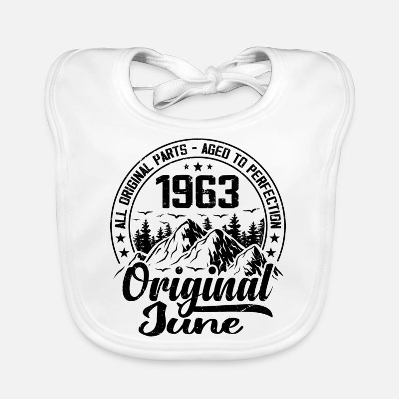 1963 June Original: 61 Years Anniversary Gift Organic Baby Bibs