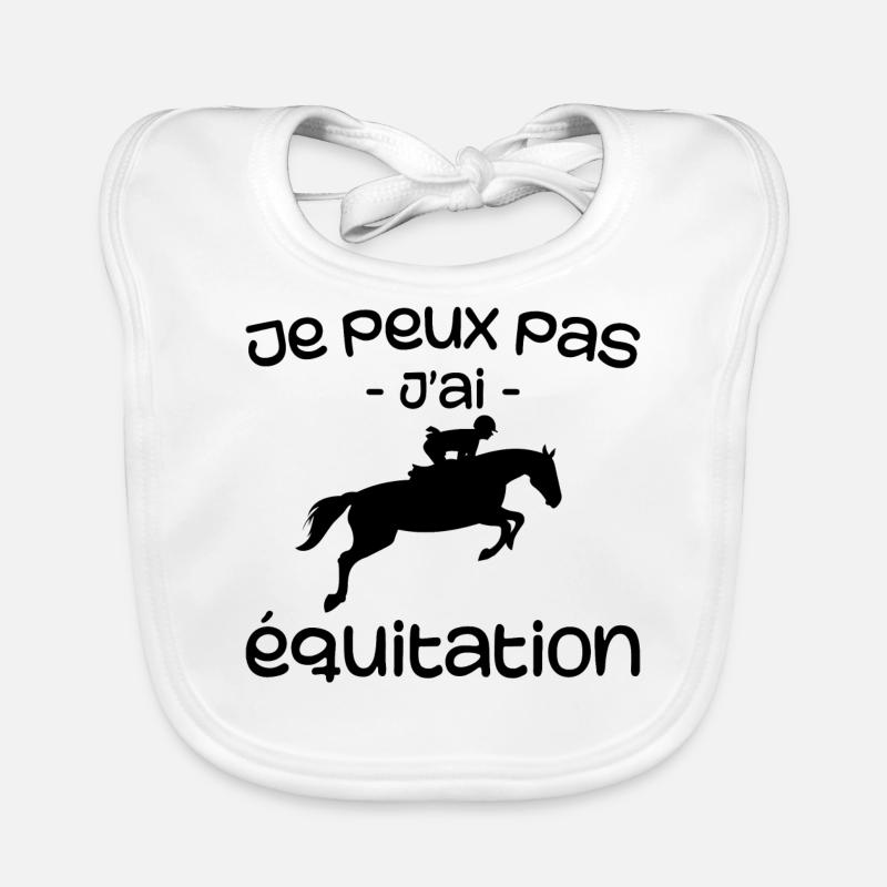 Je peux pas j'ai équitation - Bavoir bio Bébé - blanc