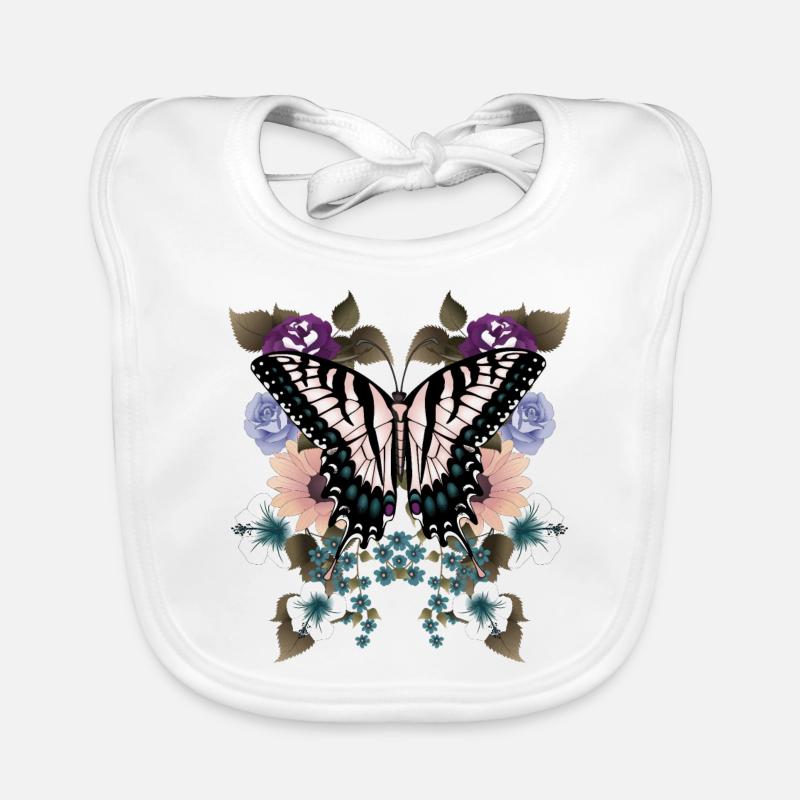 Queue d’aronde papillon avec des fleurs Bavoir bio Bébé