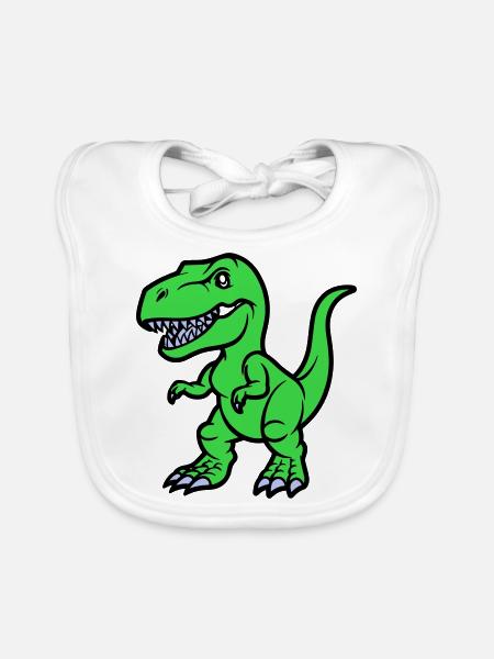 T Rex Comic - Organic Baby Bibs - white - Front