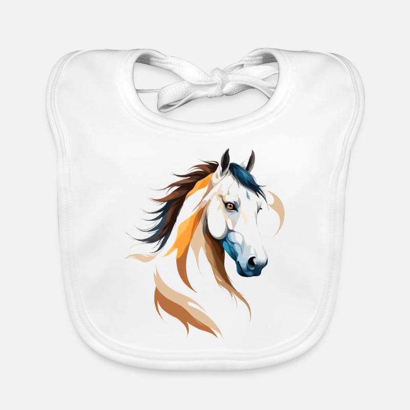 Horse Vector Art with Vibrant Colour Illustration Organic Baby Bibs