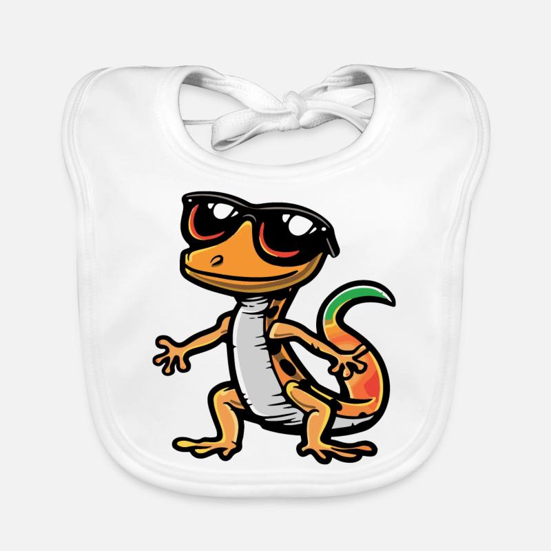 lézard bande dessinée cool - Bavoir bio Bébé - blanc
