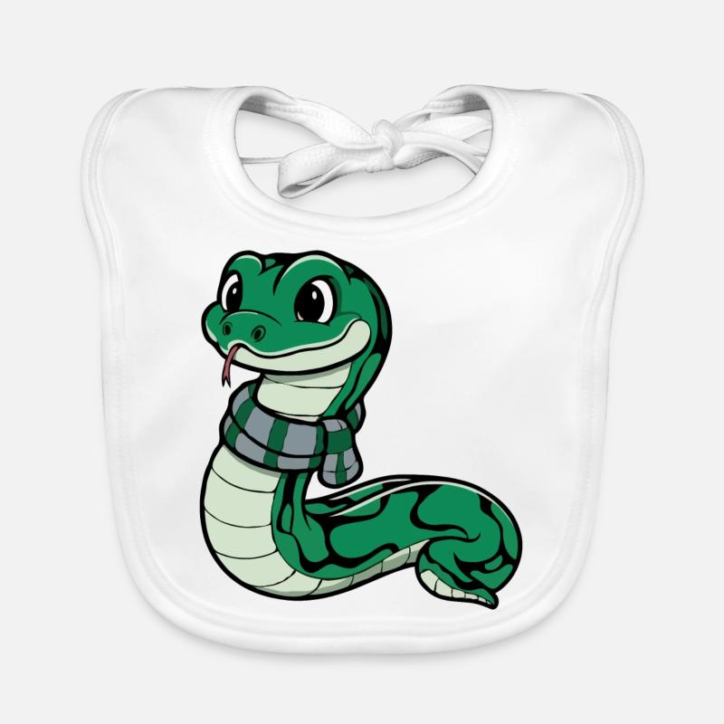 Serpent vert mignon avec écharpe Bavoir bio Bébé