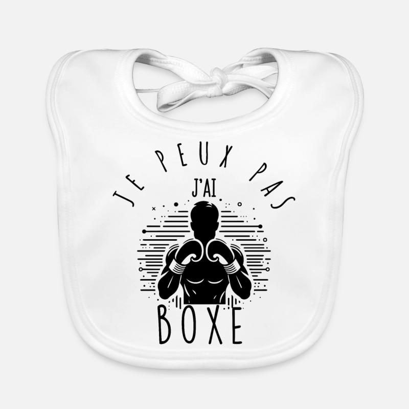 Je peux pas, j'ai boxe. - Bavoir bio Bébé - blanc