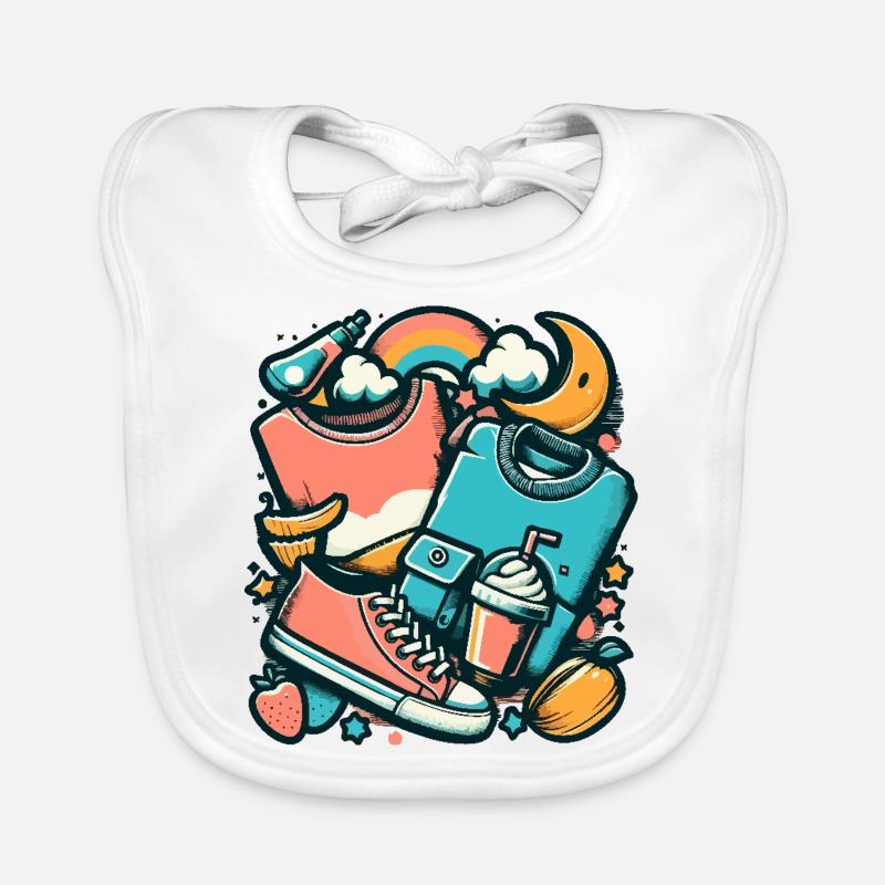 Colorful collage with clothes and everyday objects Organic Baby Bibs