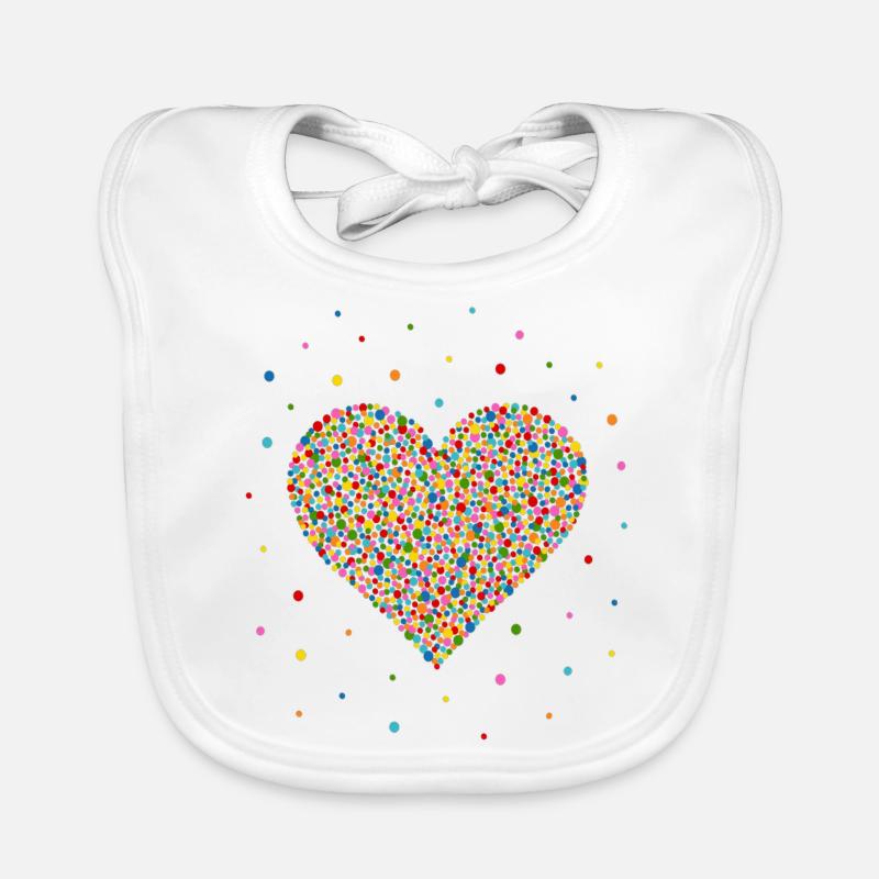 Coeur de confettis - Bavoir bio Bébé - blanc