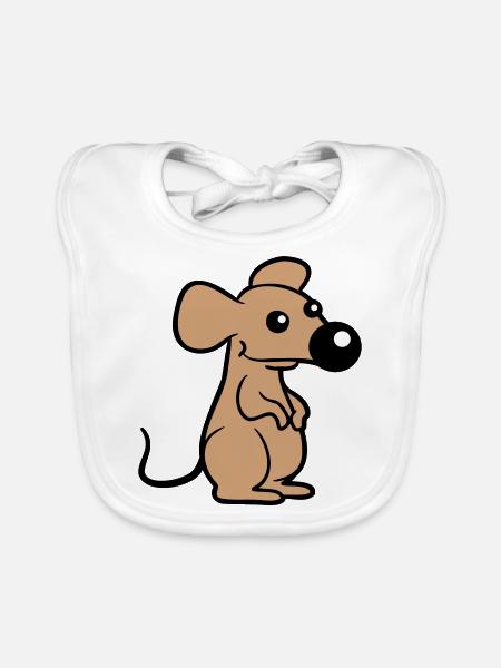 Mouse Big Nose Mouse Small Rat Rodent Cute - Organic Baby Bibs - white - Front