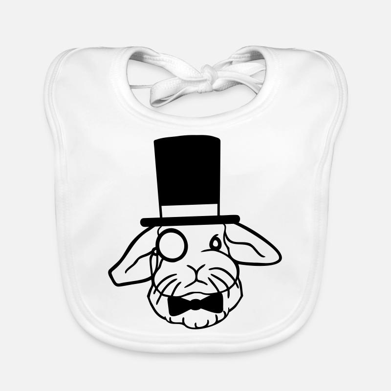 Mr. Bunny Gentleman Chapeau haut de forme Monocle Lunettes Bavoir bio Bébé