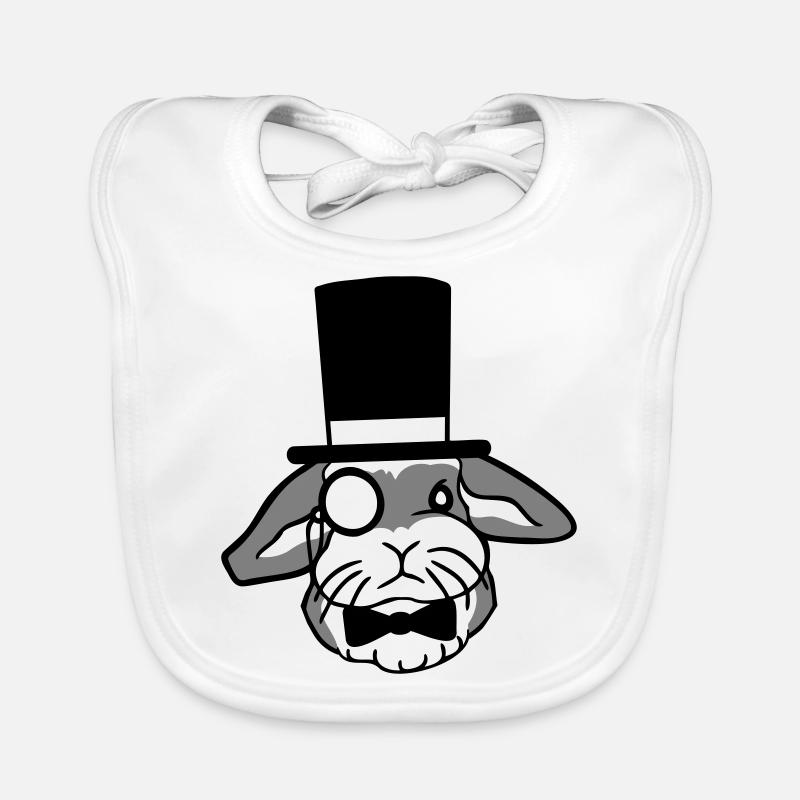 Mr. Bunny Gentleman Chapeau haut de forme Monocle Lunettes Bavoir bio Bébé