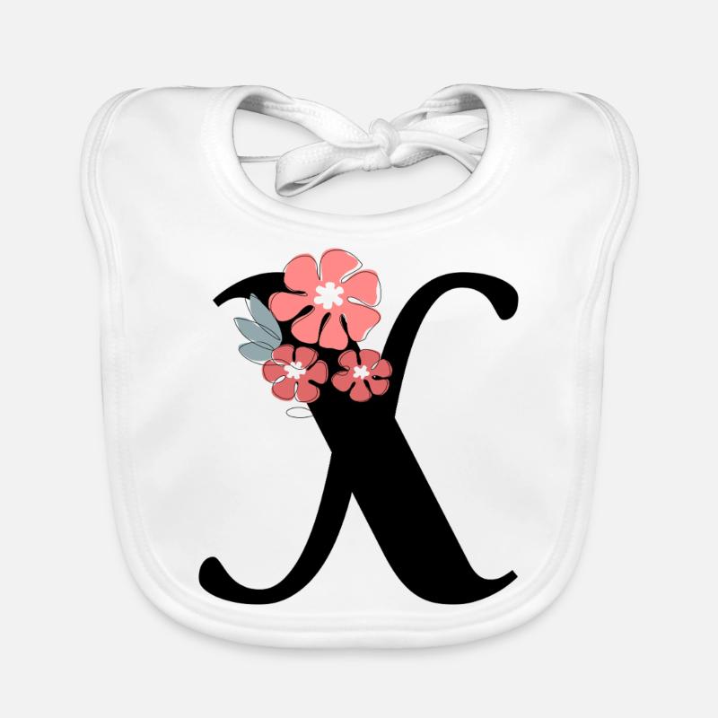 Lettre x fleurs minimalistes Bavoir bio Bébé