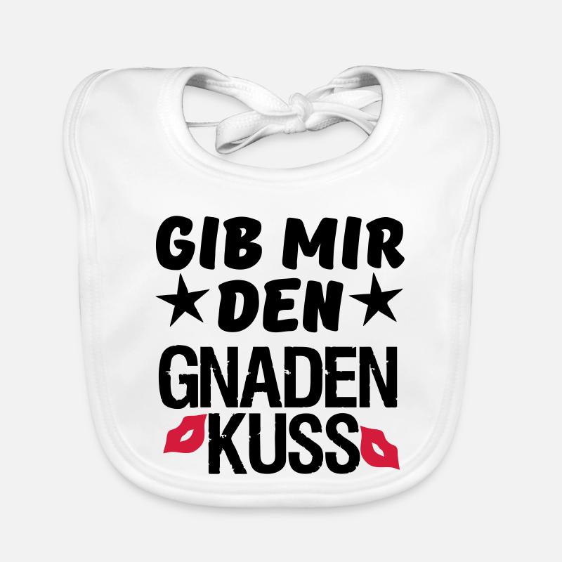 Geschenk Liebe Paar lustig Spruch Kuss - Baby Bio-Lätzchen - Weiß