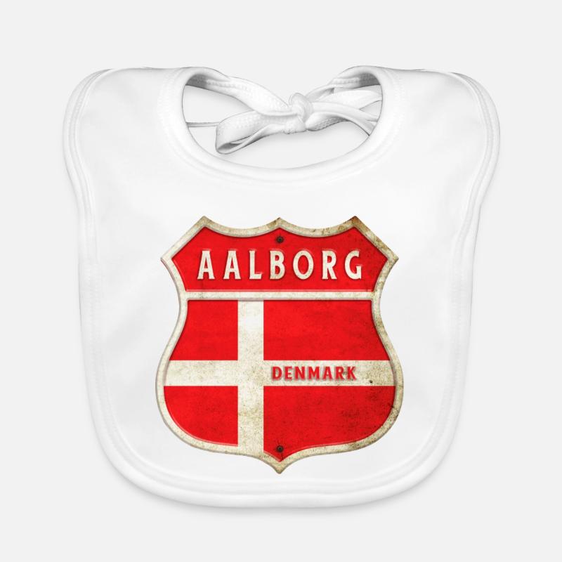 Aalborg Danemark Armoiries Drapeaux Design Bavoir bio Bébé