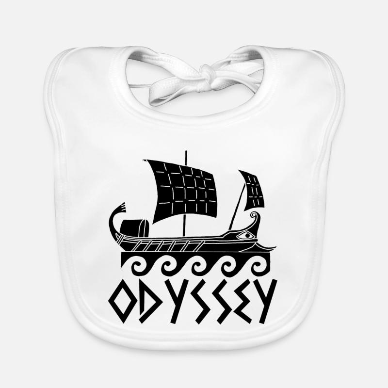 Le voyage d'Ulysse (noir) - Bavoir bio Bébé - blanc